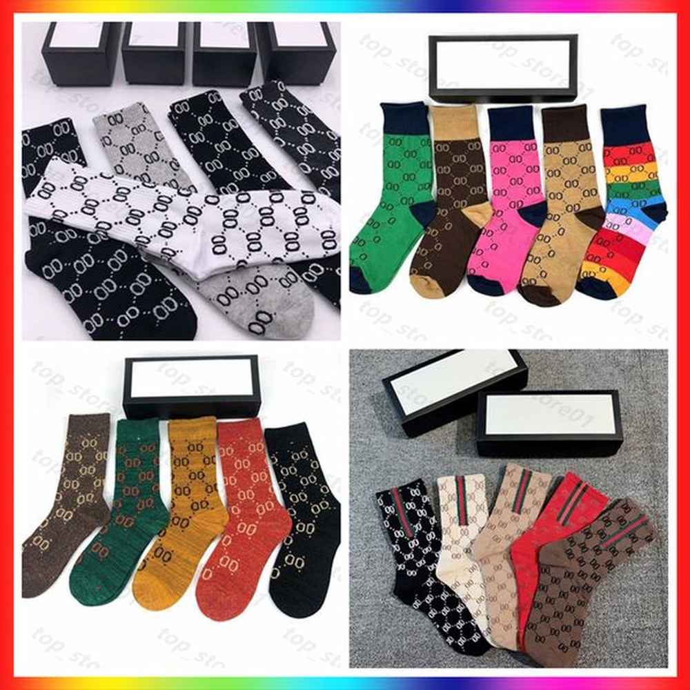 5A 2024 Designer Mens Womens Socks Five Pair Luxe Sports Winter Mesh Letter Printed Sock Embroidery Cotton Man Woman high quality With Box s