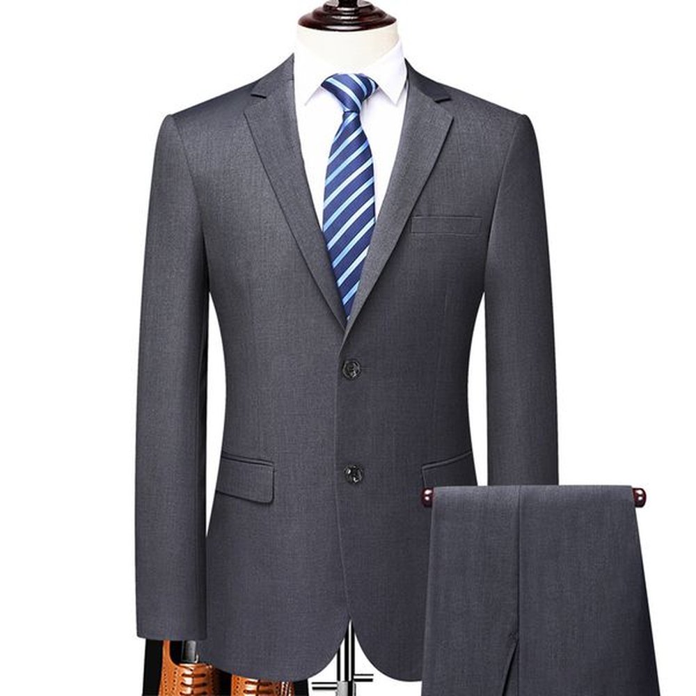 A345 New Korean Striped Suit Wedding Groom Dress Business Suit