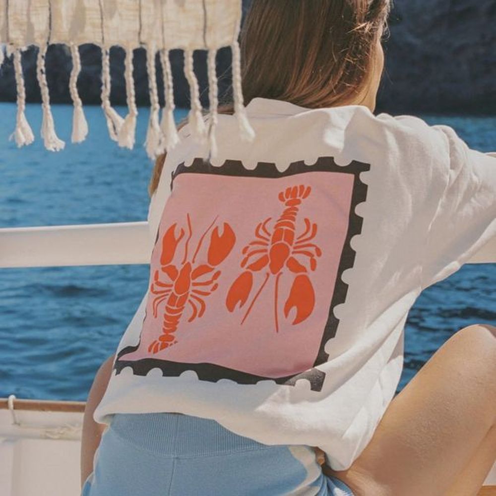 a niche american trendy hoodie with high street printed lobster