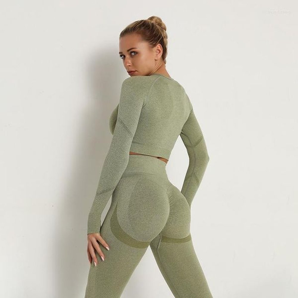 active sets high stretch seamless yoga set workout hip push