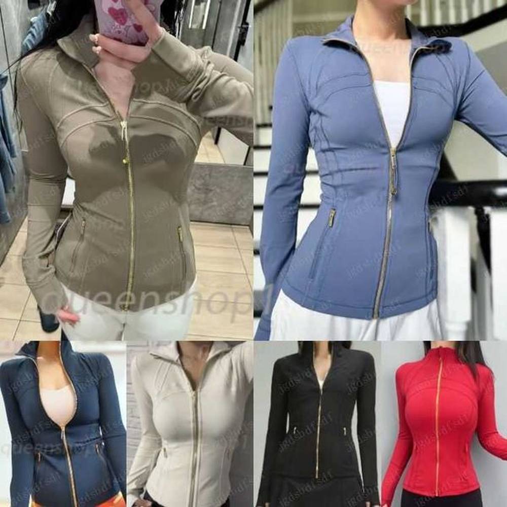 active sets yoga jacket with gold zipper women workout sport