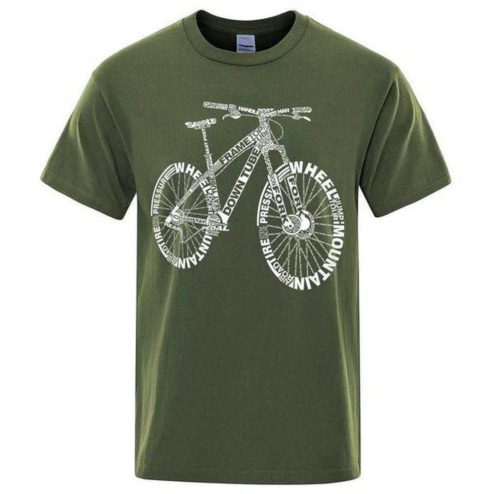 Alphabet style mountain bike funny printed T-shirt mens summer breathable short sleeved loose oversized retro T-shirt unisex W250211