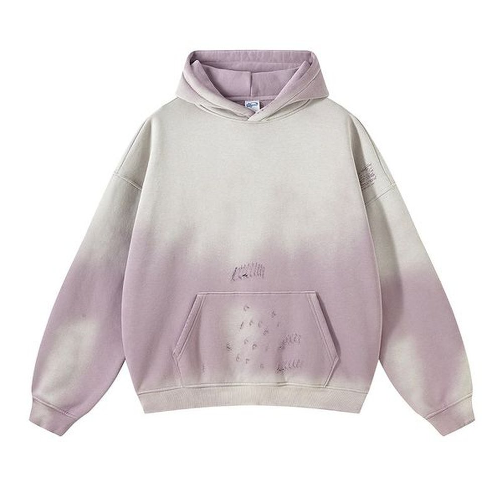 American Men Women Terry Hoodie Thick Pullover Sweater Man Designer Long Sleeve Cotton Sweatshirt Gradient White XXL