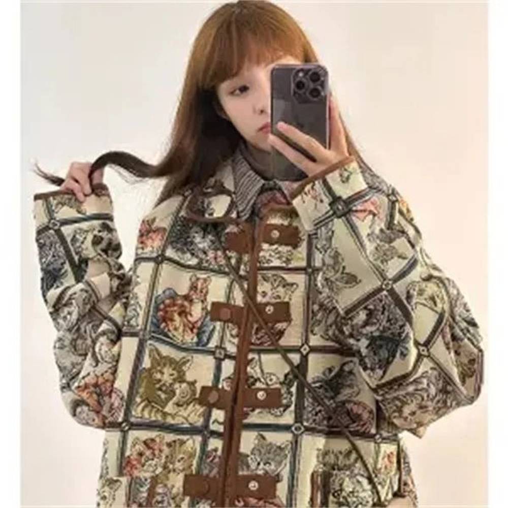 american personality vintage high quality cat lapel jacket fallwinter loose