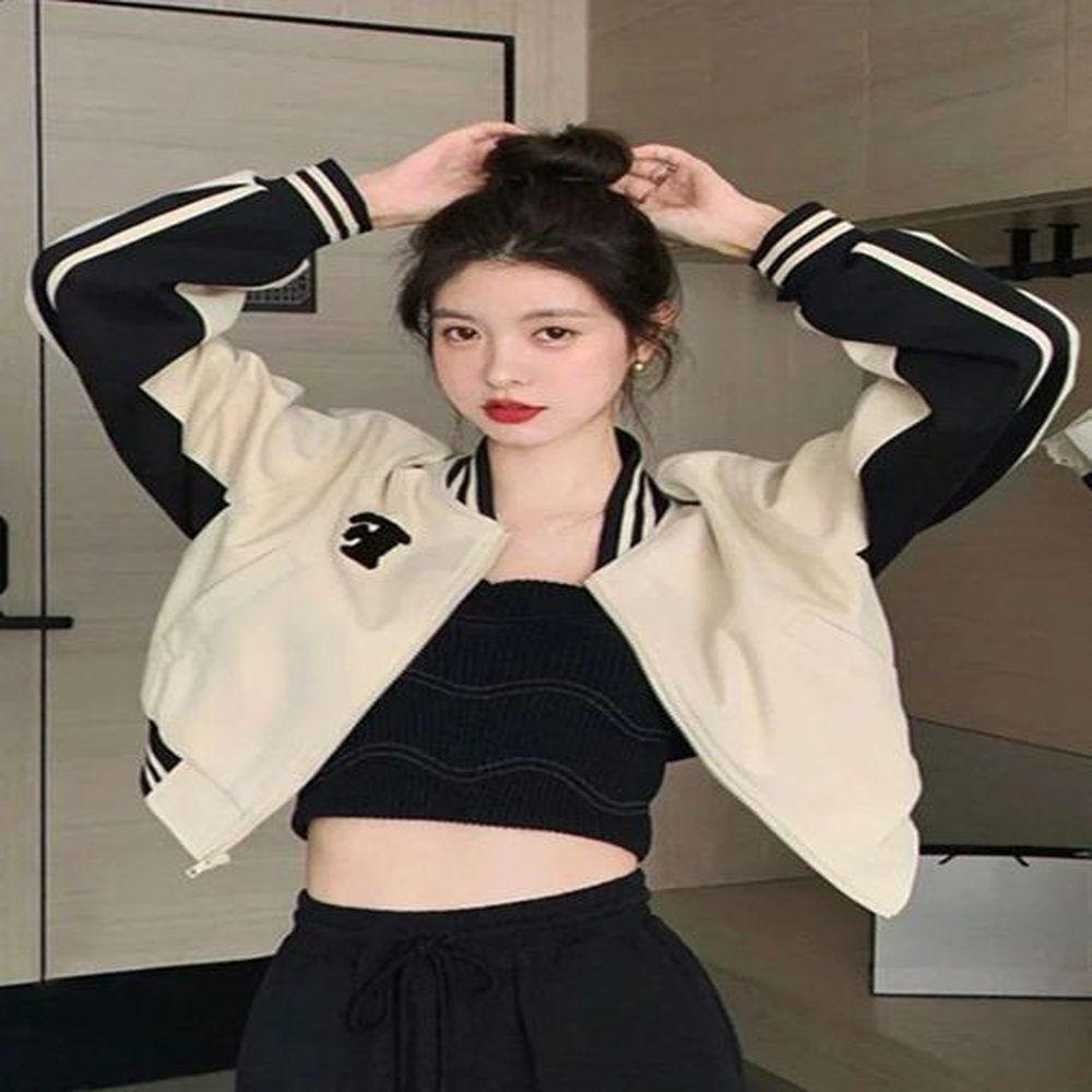 american short sleeved bomber jacket top womens long sleeved jacket