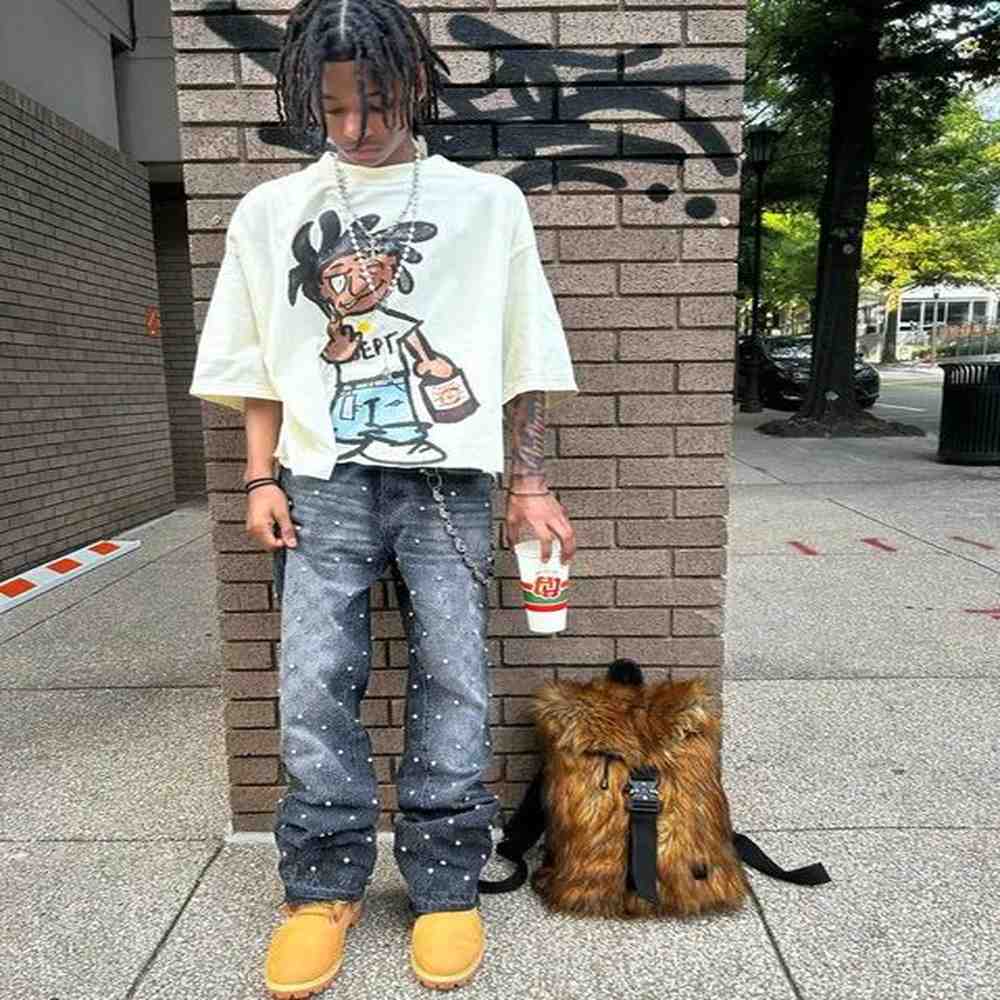 American T Shirt Y2K Clothes Harajuku Hip Hop Cartoon Graphic Print Oversized TShirt Mens Womens Punk Rock Short Sleeve Tops 250117