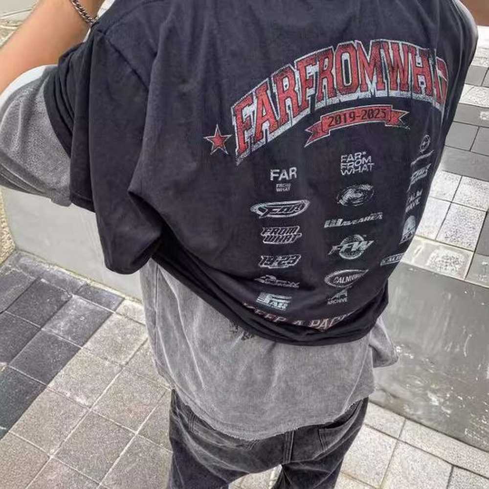 American Trendy Brand Whirlpool Back Letter Printed Fashion Versatile Short Sleeve T-shirt Loose Men's and Women's TEES