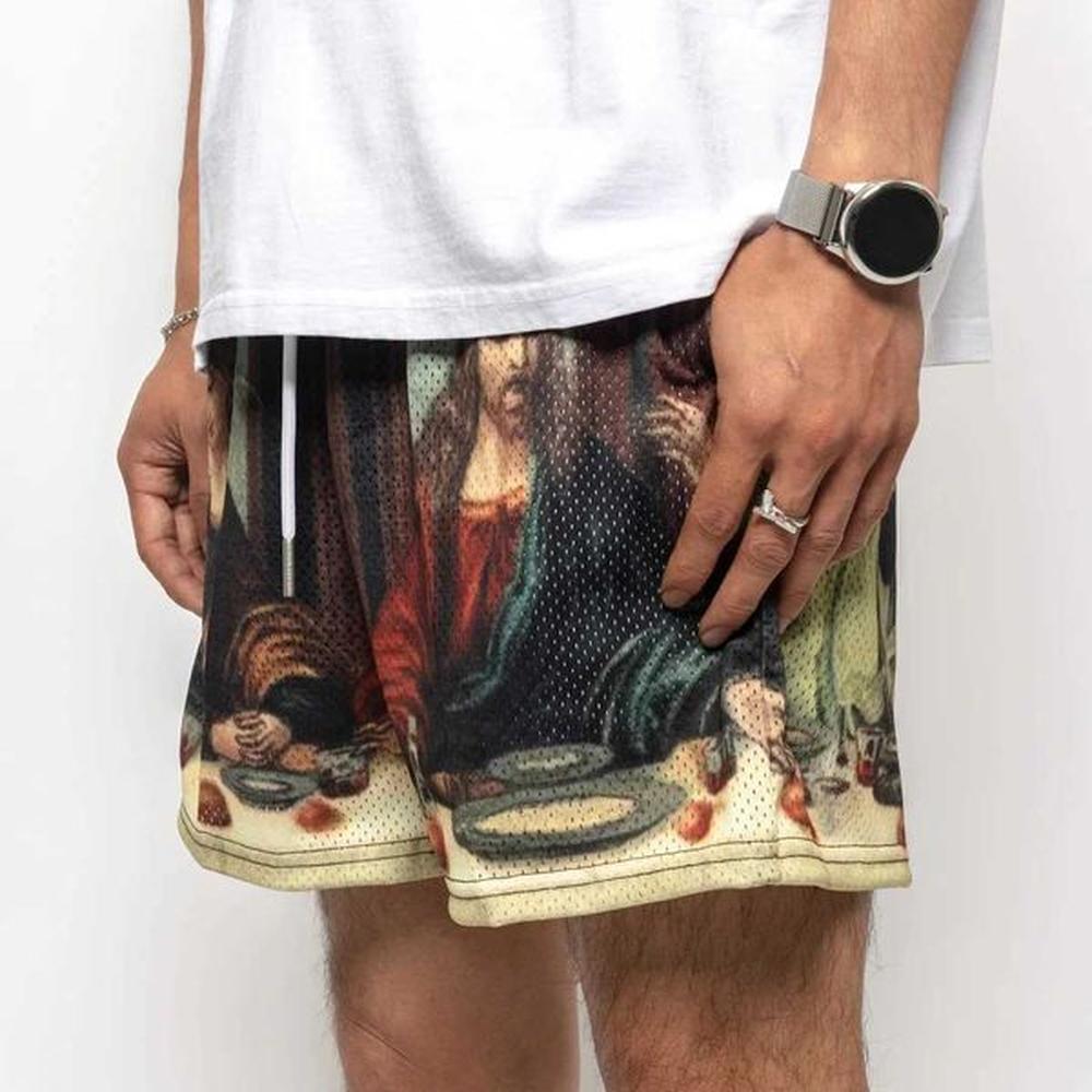 American trendy shorts mens fitness quick-drying mesh running basketball outdoor street beach couple shortsX241104