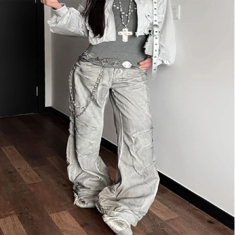 american vintage tie dye straight jeans womens casual grunge high