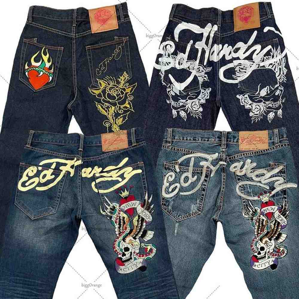 American Y2K printed street jeans Harajuku hip-hop mens and womens high waisted straight retro loose leg jeans denim shorts 250103