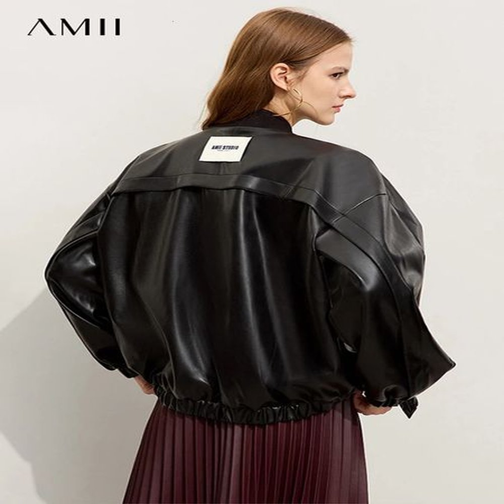 amii sporty baseball collar womens winter new loose warm