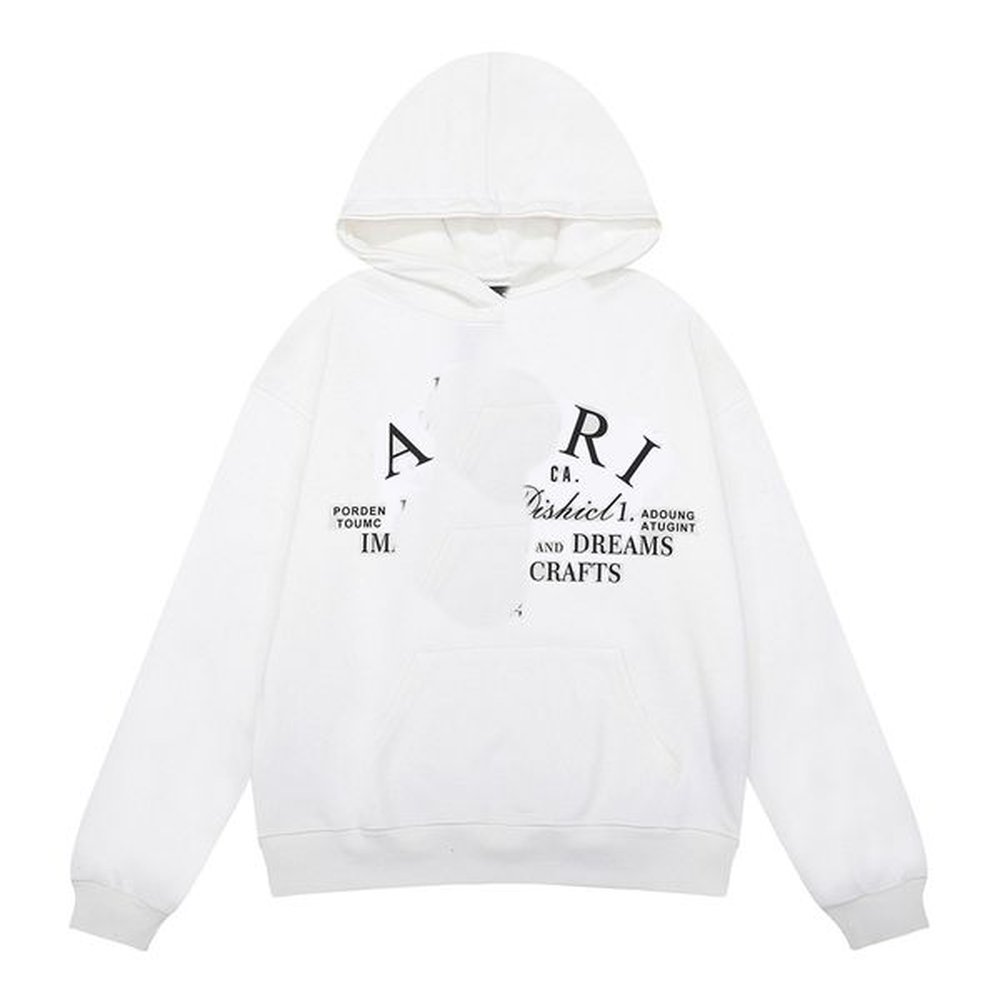 Amirihoody Designer Hoodie Amiripants Sweatshirt Letter Print Burst Pattern Design Sleeve Round Loose Sweater White Cotton Streetwear Graphi