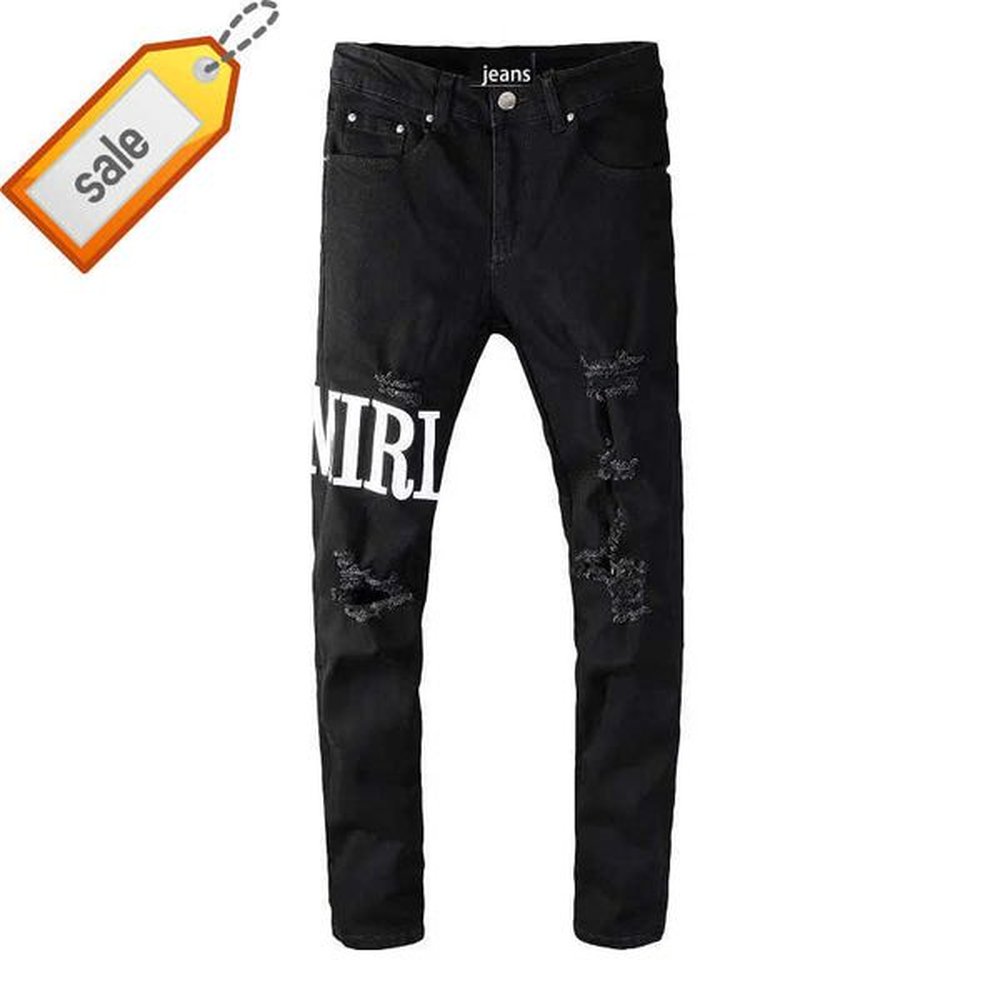 Amiril Jeans Casual Streetwear Black Slim Fit Men Womens Designer Autumn Masculina Letter Jeans Pants Mens Trendy Dance Club Skinny Jean Uom