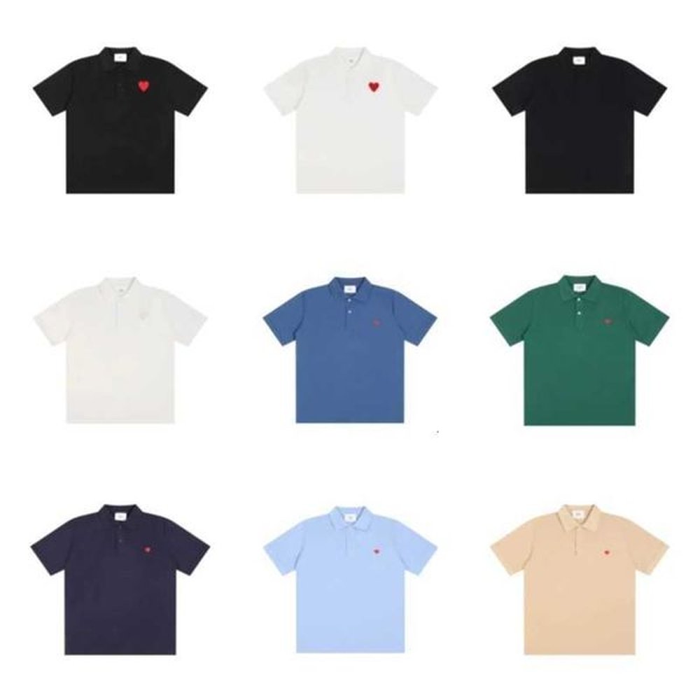 Amishirts Mens Polo Shirts Designer Golf Clothes T Shirt France Fashion A Heart Pattern Casual Tshirts Cotton Tees P Streetwear OYEE