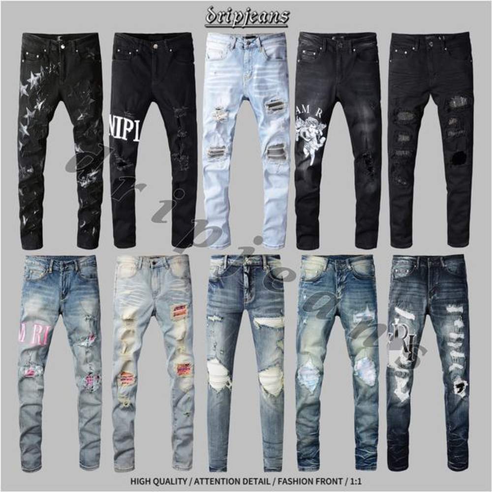amr jeans drip jeans mens pants designer jeans slim fit jeans usa drip ripped hiphop motorcycle pants mens jeans y2k jeans skinny jeans uk d