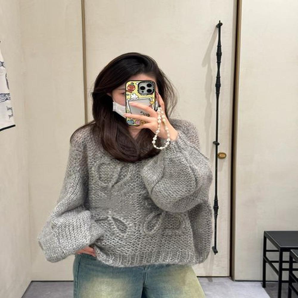 anagram womens sweaters korean fashion lantern sleeve soft mohair o
