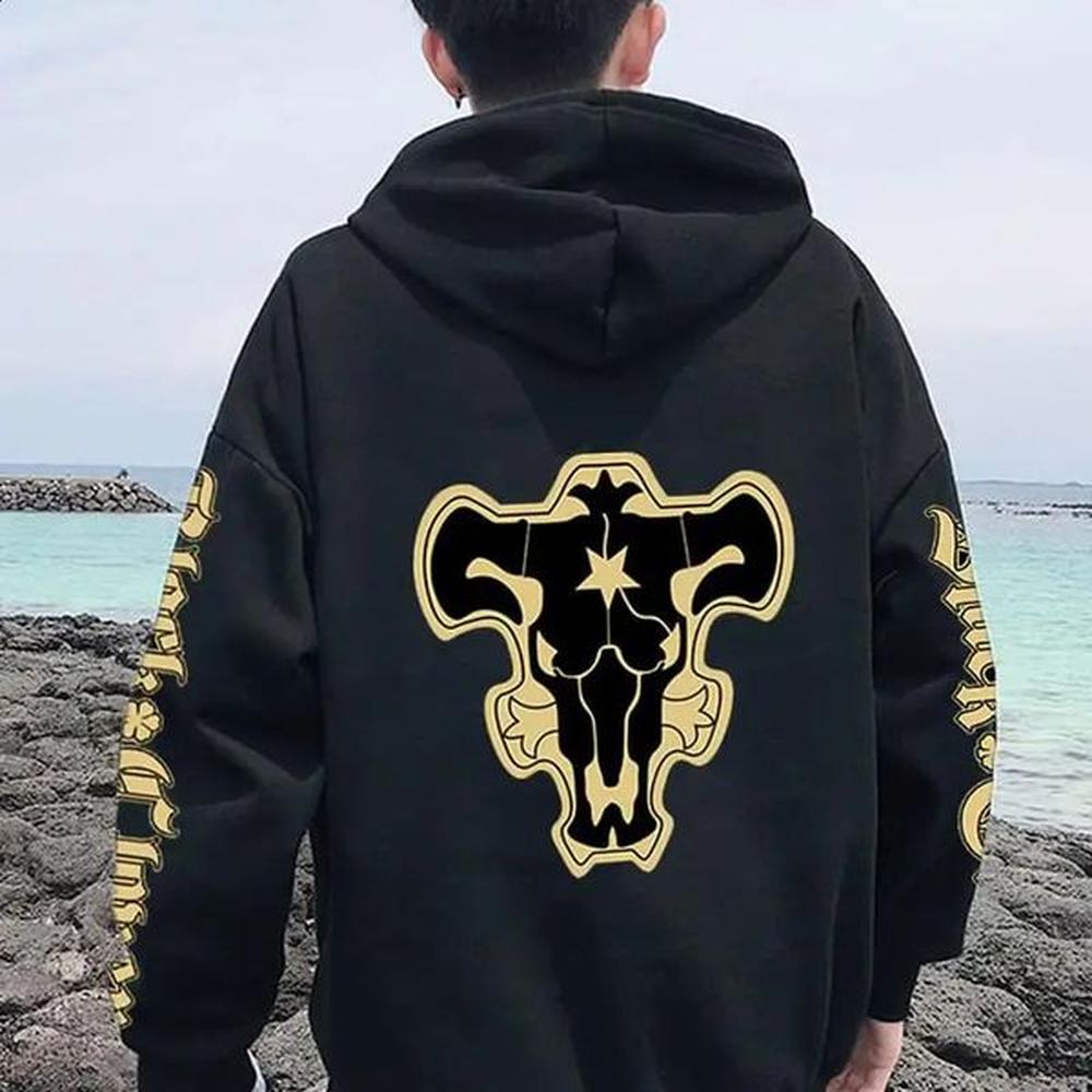 Anime Black Clover Black Bulls Squad Emblem Hoodies Comfortable Long Sleeves Sweatshirts Men Women Casual Oversized Streetwear 241228