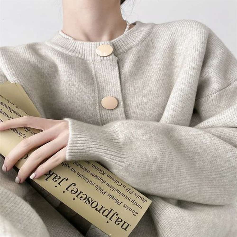 aossviao women cardigans sweater oneck autumn winter knitted loose solid