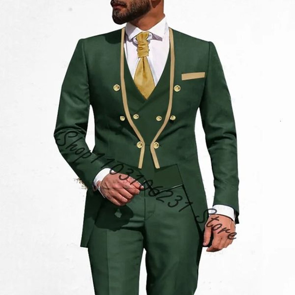 Army Green Mens Suits Slim Fit 3 Pieces Groom Wedding Travel Daily Casual Men Blazer Vest Pants Costume Homme Mariage 241228