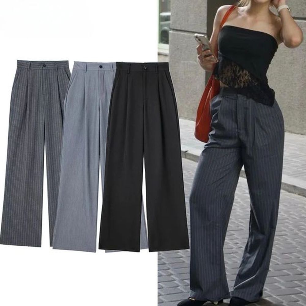 asds formal pants office wear women striped grey black woman