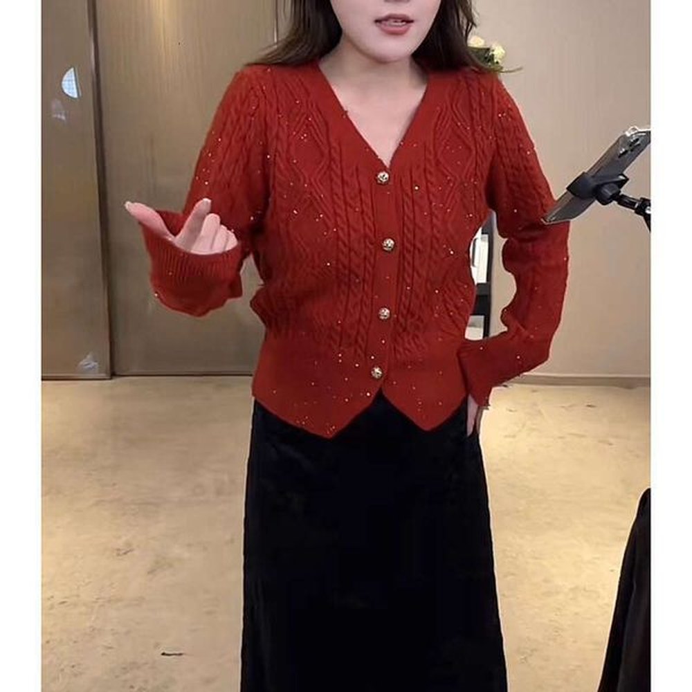atmosphere sequins christmas red sweater for women plus size slightly