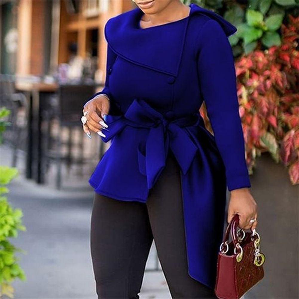 autumn african women blouse tops winter irregular shirt o neck