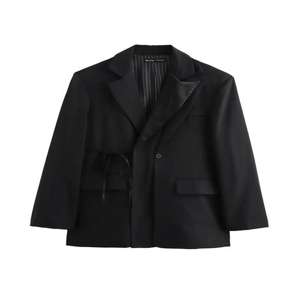 autumn and winter arrivals womens cross lace twopiece doublelayer lapel