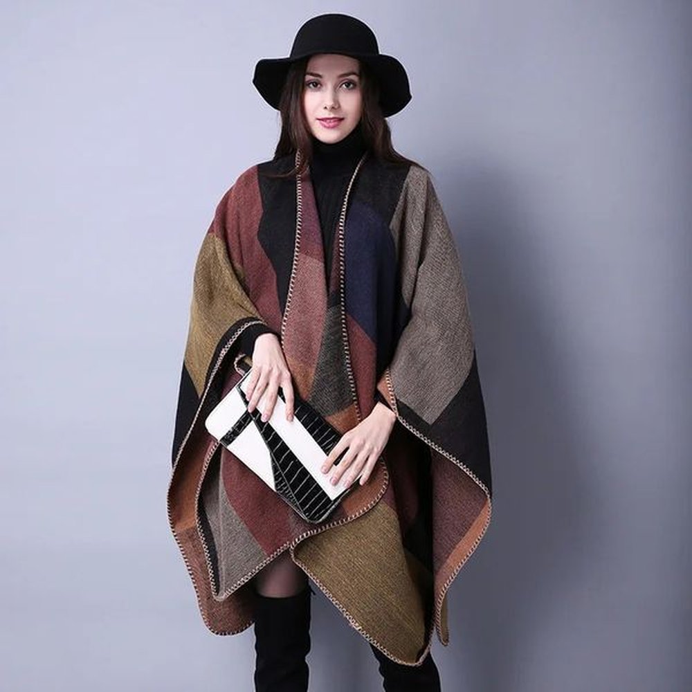 autumn and winter checkered womens travel shawl s cashmere european
