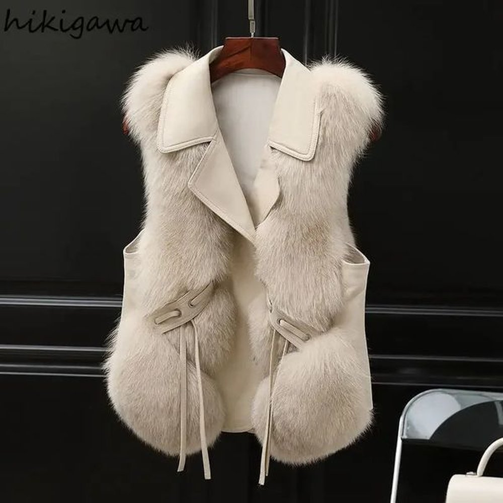 autumn and winter clothing leather fox fur vest womens waistcoat