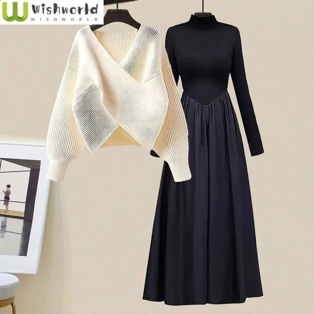 autumn and winter cross vneck knitted sweater pullover long sleeved