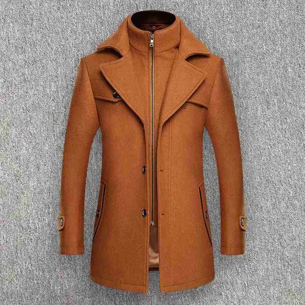 Autumn And Winter Double Collar Fashion Woolen Coat for Men Large Size Windbreaker Trench Soft Warm Wool Coat Male Clothing 241204