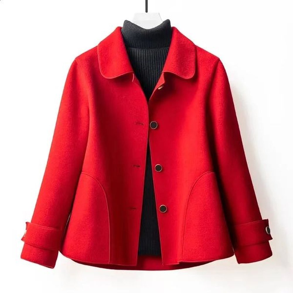 autumn and winter doublesided wool coat womens segmented doll collar