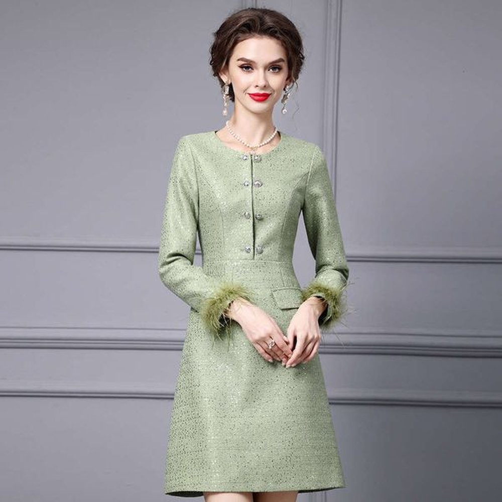 autumn and winter dress womens long sleeved highend mint milk