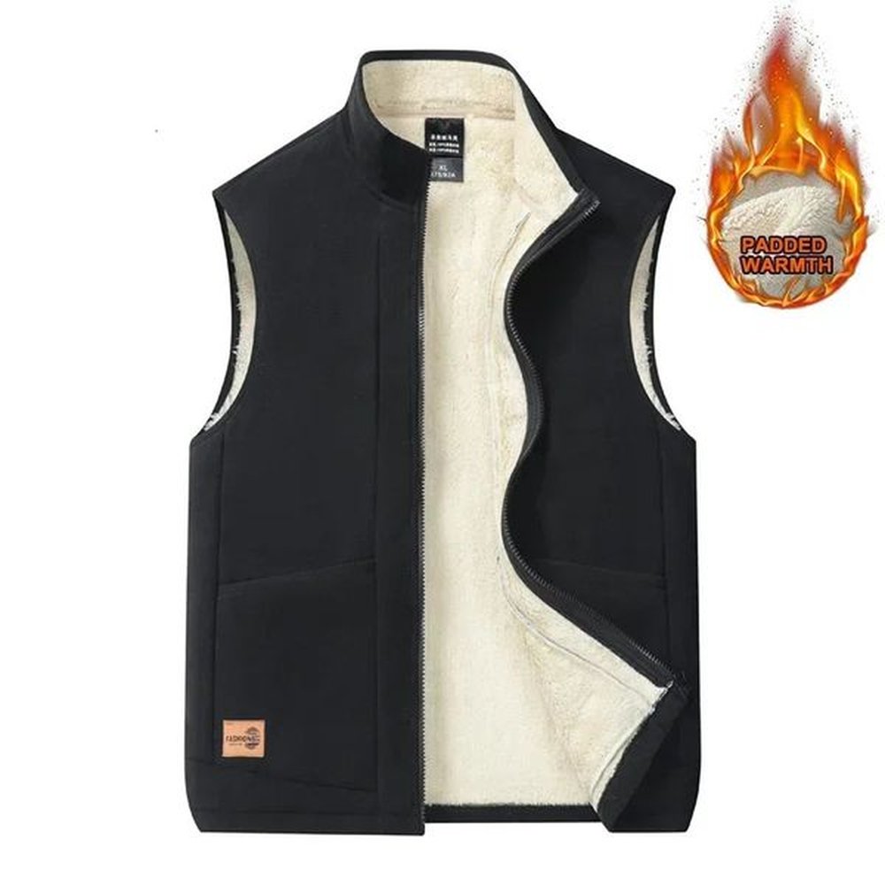 Autumn and Winter Lambswool Vests Men Warm Padded Stand-up Collar Large Size Casual Versatile Trend Jacket Shoulders 241202