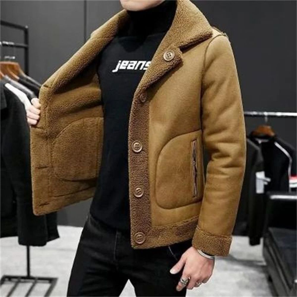 Autumn and Winter Mens Fashion Trend Suede Double Sided Leather Coat Jacket Leisure Tourism Warm 241104