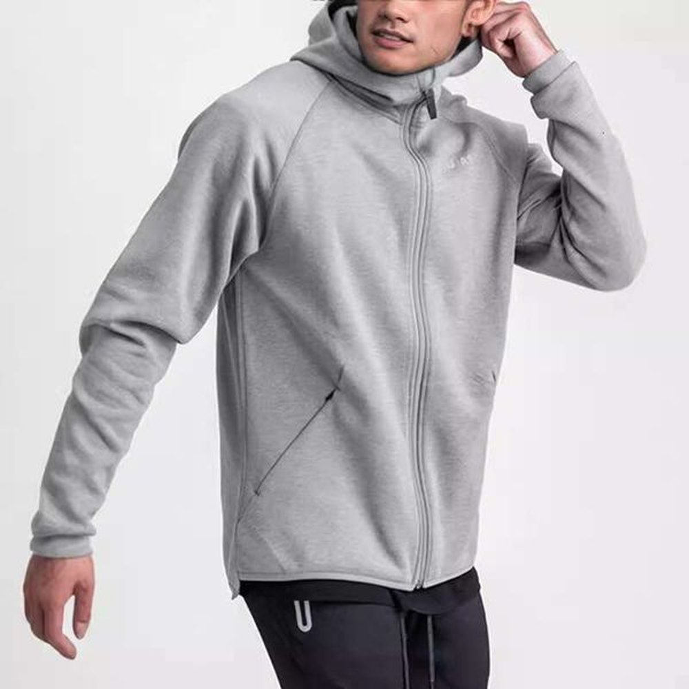 Autumn And Winter Men's Hoodie, American Fashion Brand, Heavyweight Hooded Zipper, Shoulder Length Long Sleeved Solid Color Casual Jack