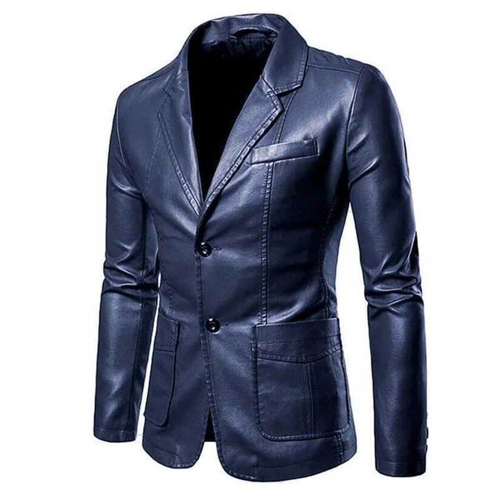 2024 autumn and winter new fashion trend solid color PU leather jacket mens casual loose comfortable plus size high-end jacket W241113