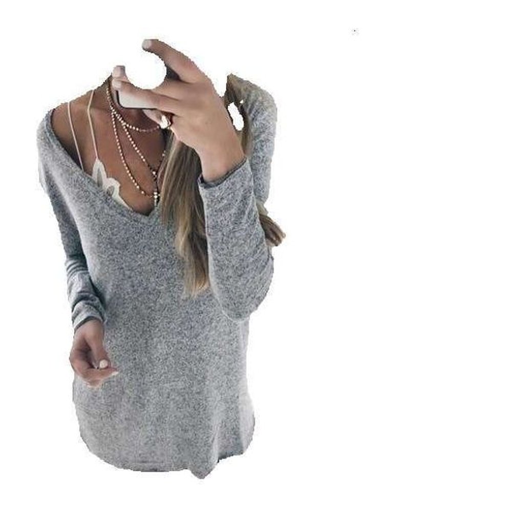 autumn and winter new long sleeved vneck knitted sweater top