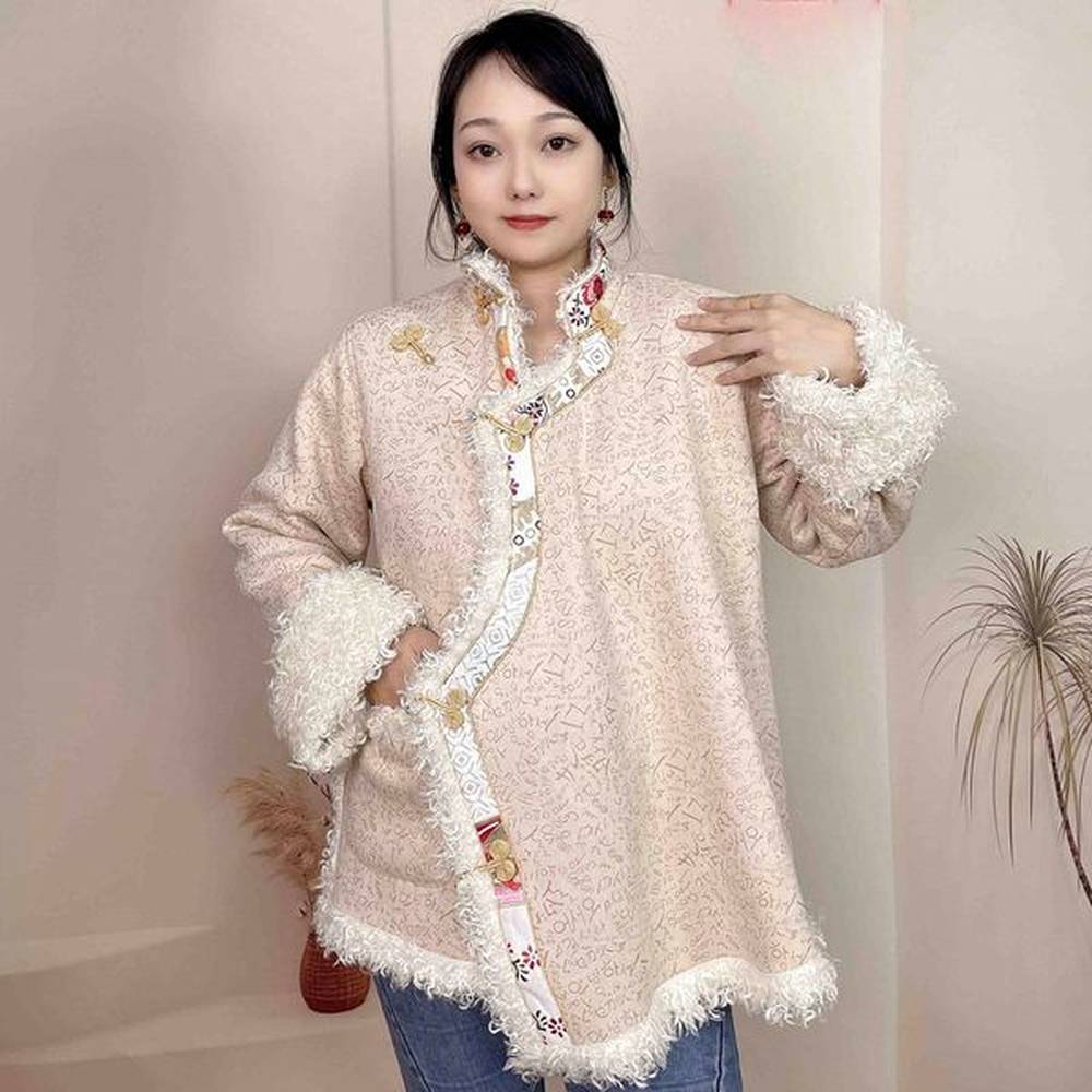 autumn and winter tibet trend jacket handmade gold buckle classic