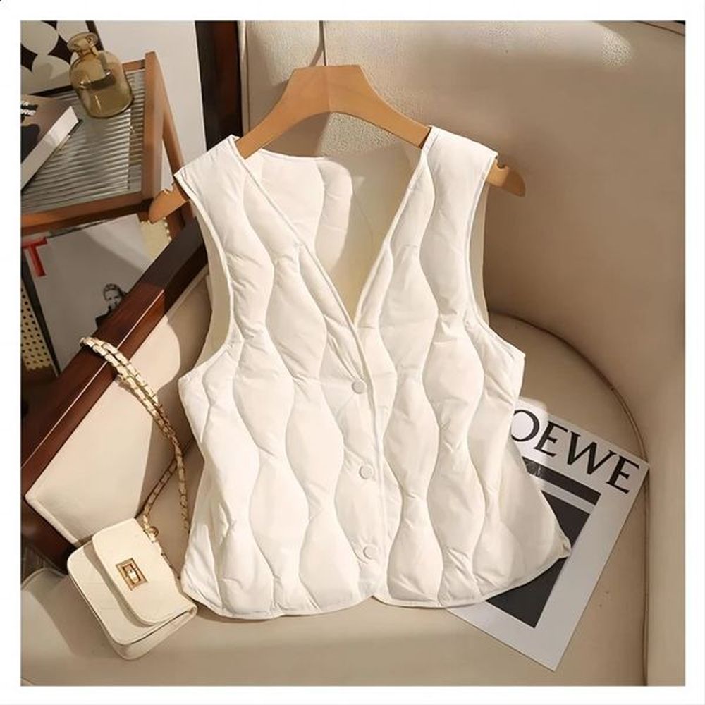 autumn and winter vneck vest jacket for women loose warm