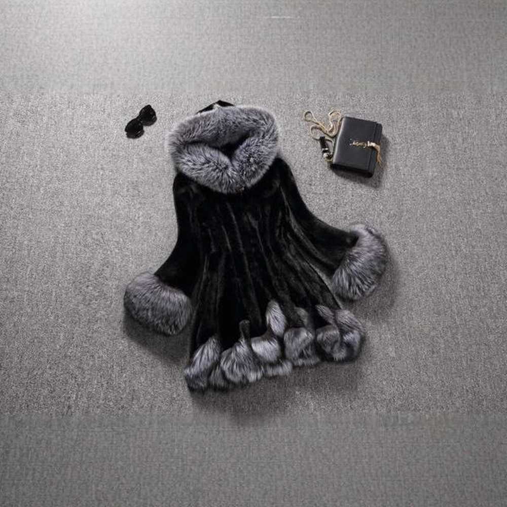 autumn and winter womens faux medium long mink fox fur