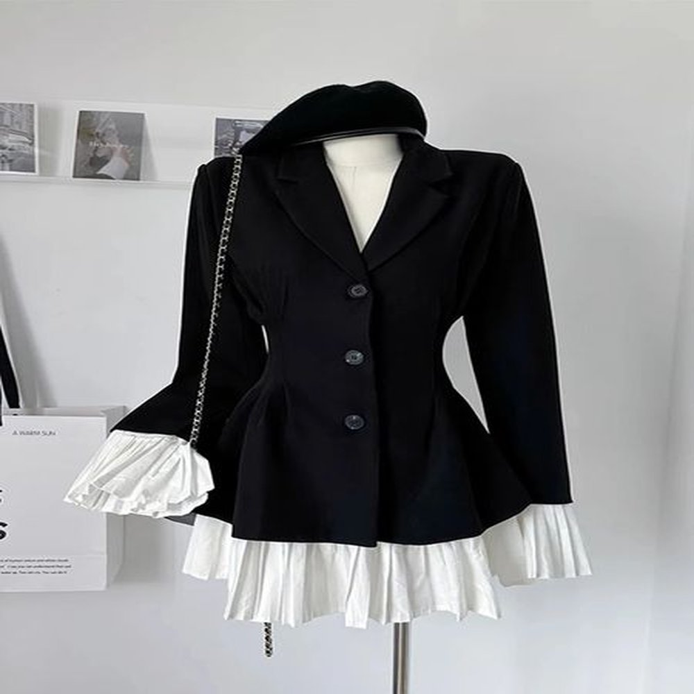 autumn and winter womens french retro patch work jacket