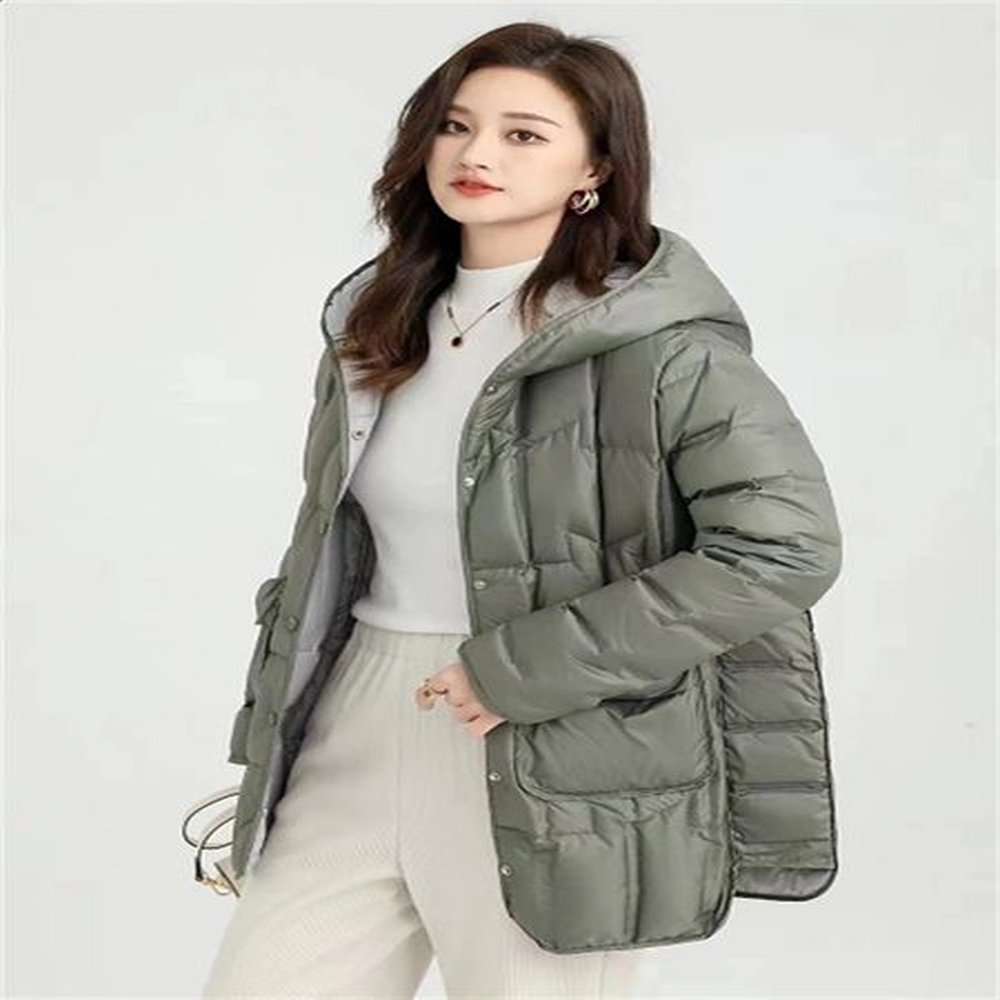 autumn and winter womens mid length hooded inflatable coat ultra