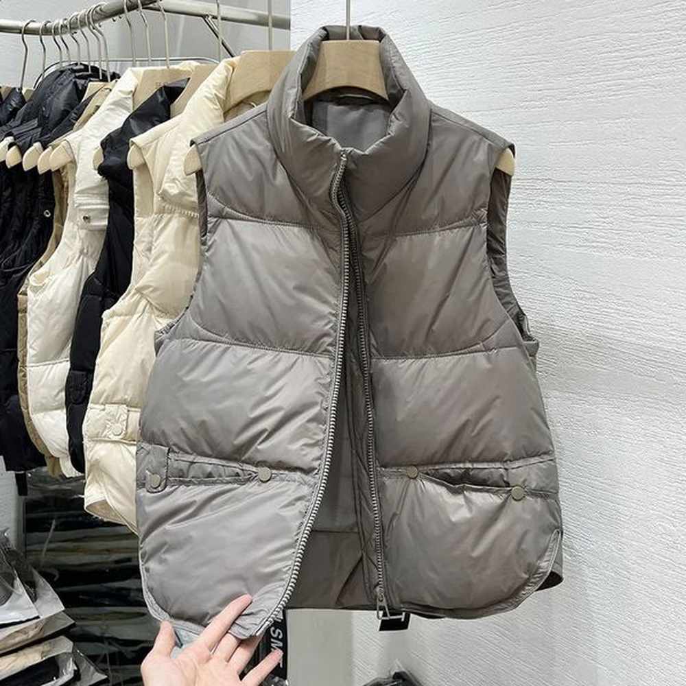 autumn and winter womens vest jacket ultra light standing collar