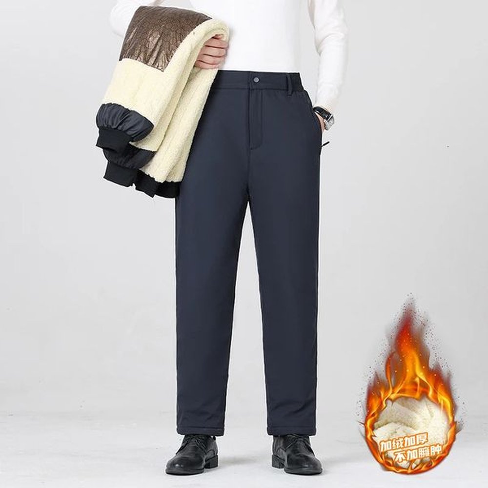 Autumn and winter wool lined mens pants warm thick Trouthers casual luxurious velvet 241115