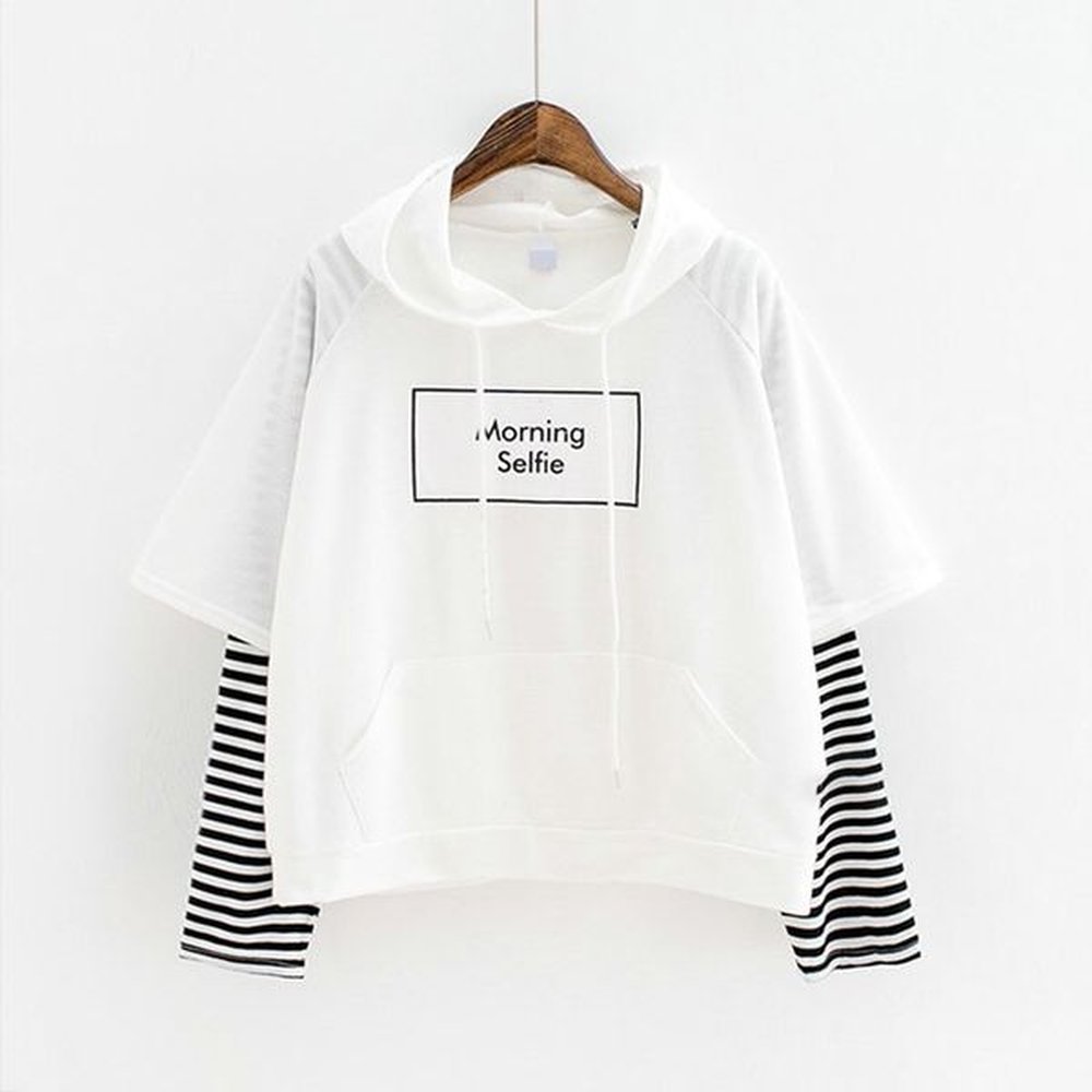 autumn cotton harajuku striped hoodies women pinted patchwork long sleeve