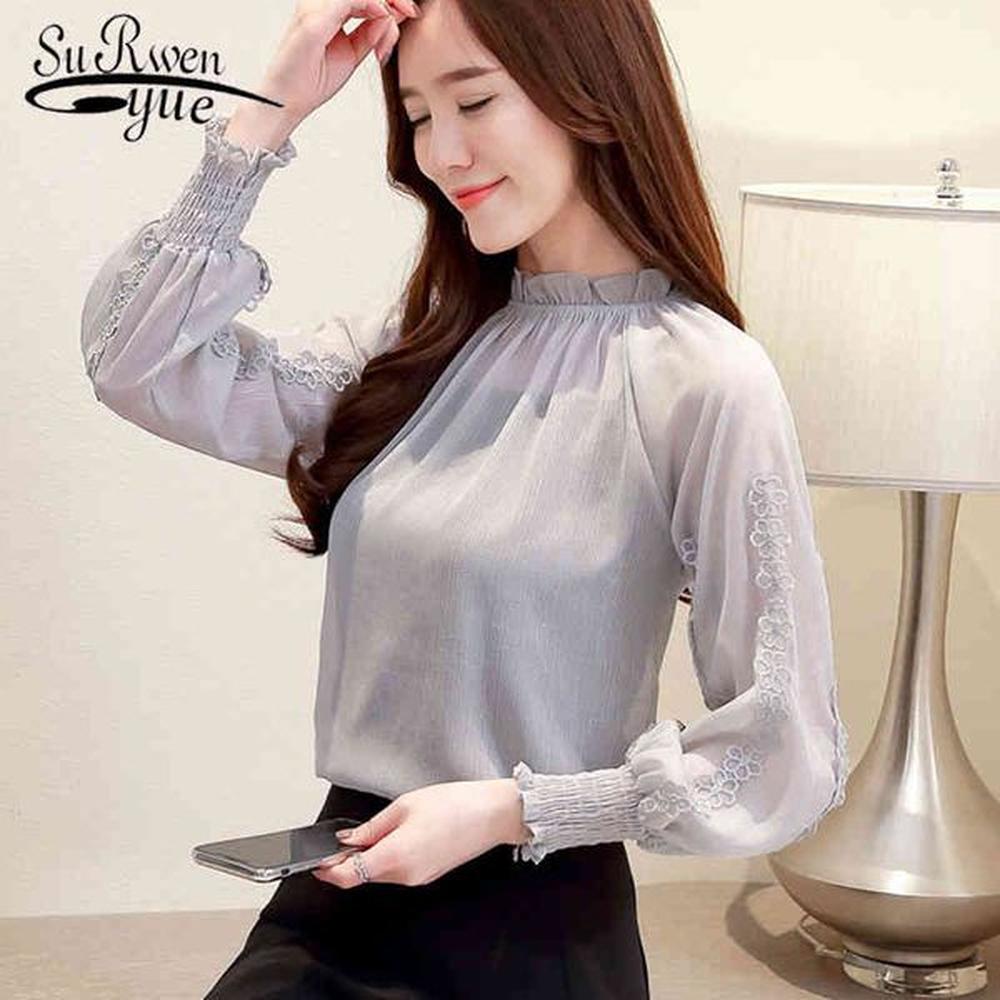 autumn fashion women causal clothes long sleeves female shirts chiffon