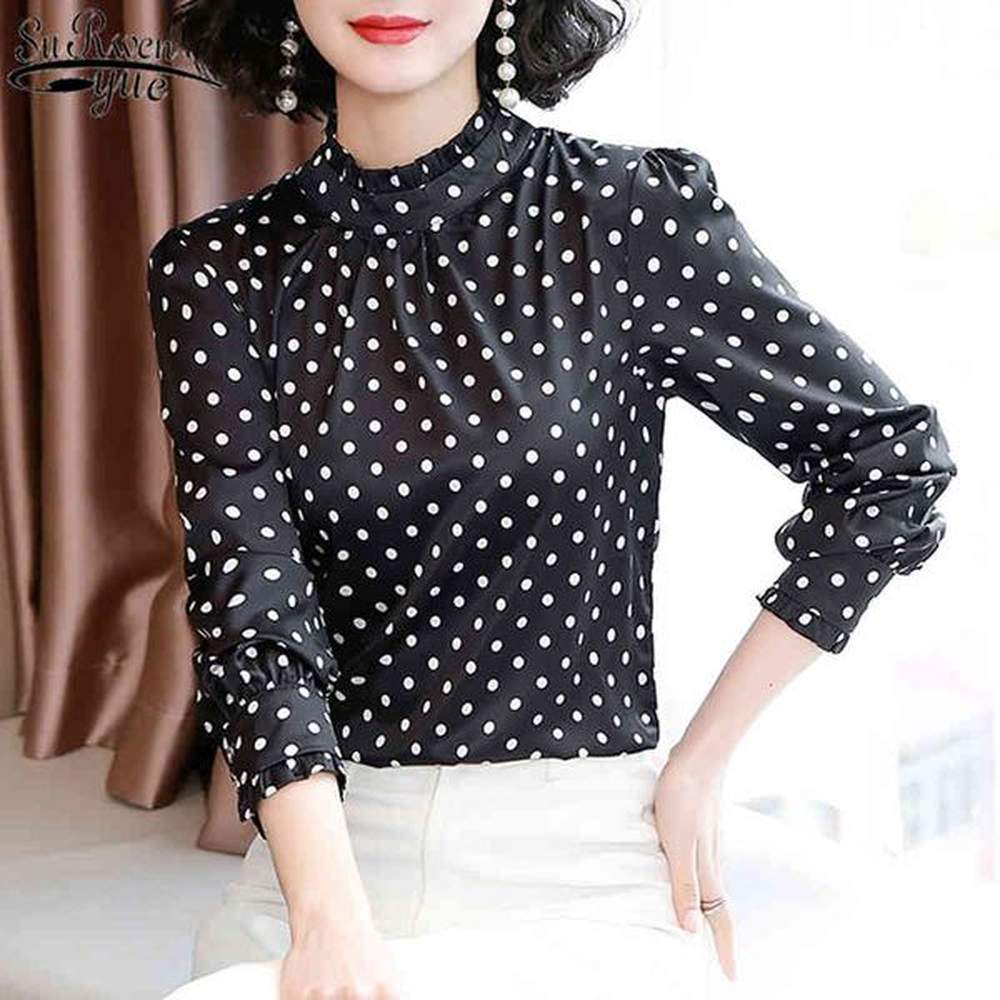 autumn fashion women shirts blouses fashion long sleeve polka dot