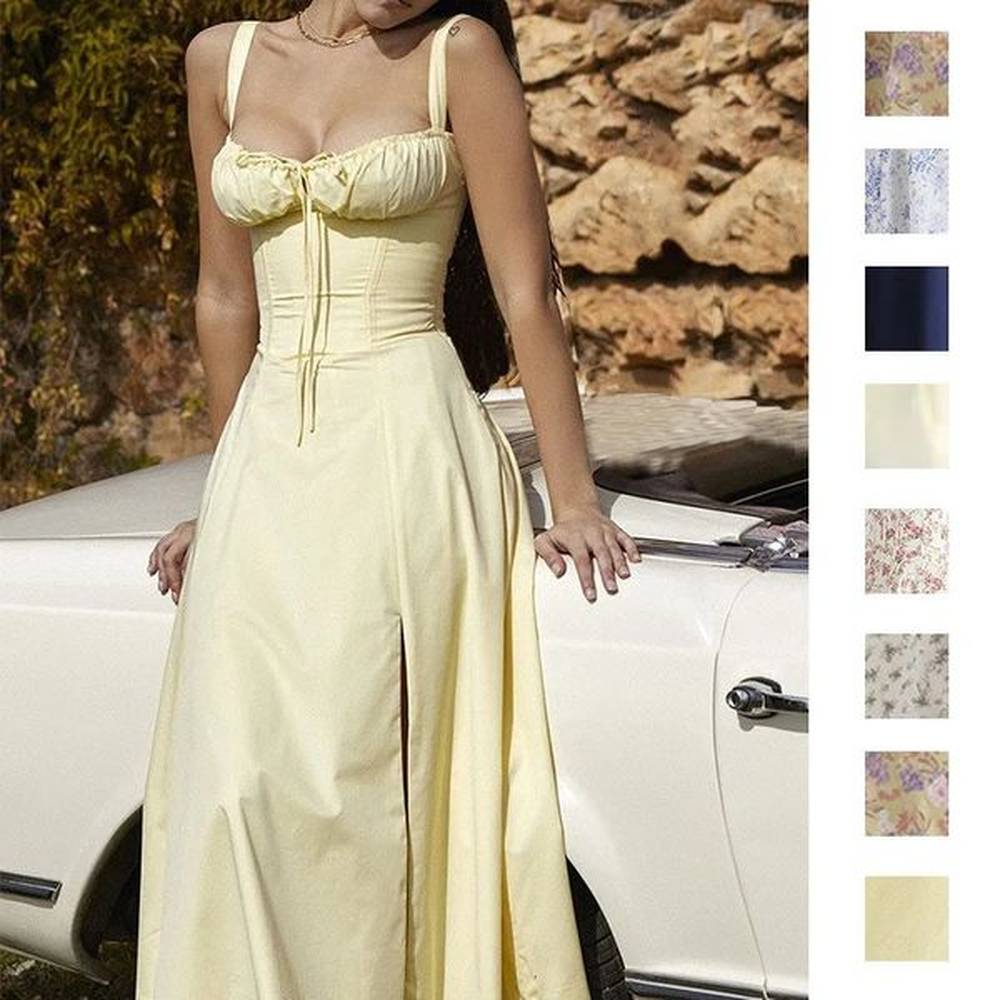 autumn fashionable printed sleeveless sweet dress for women