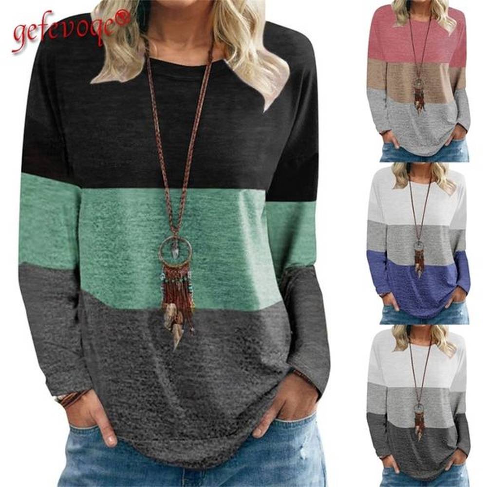 autumn harajuku patchwork women tshirt vintage loose casual tops round